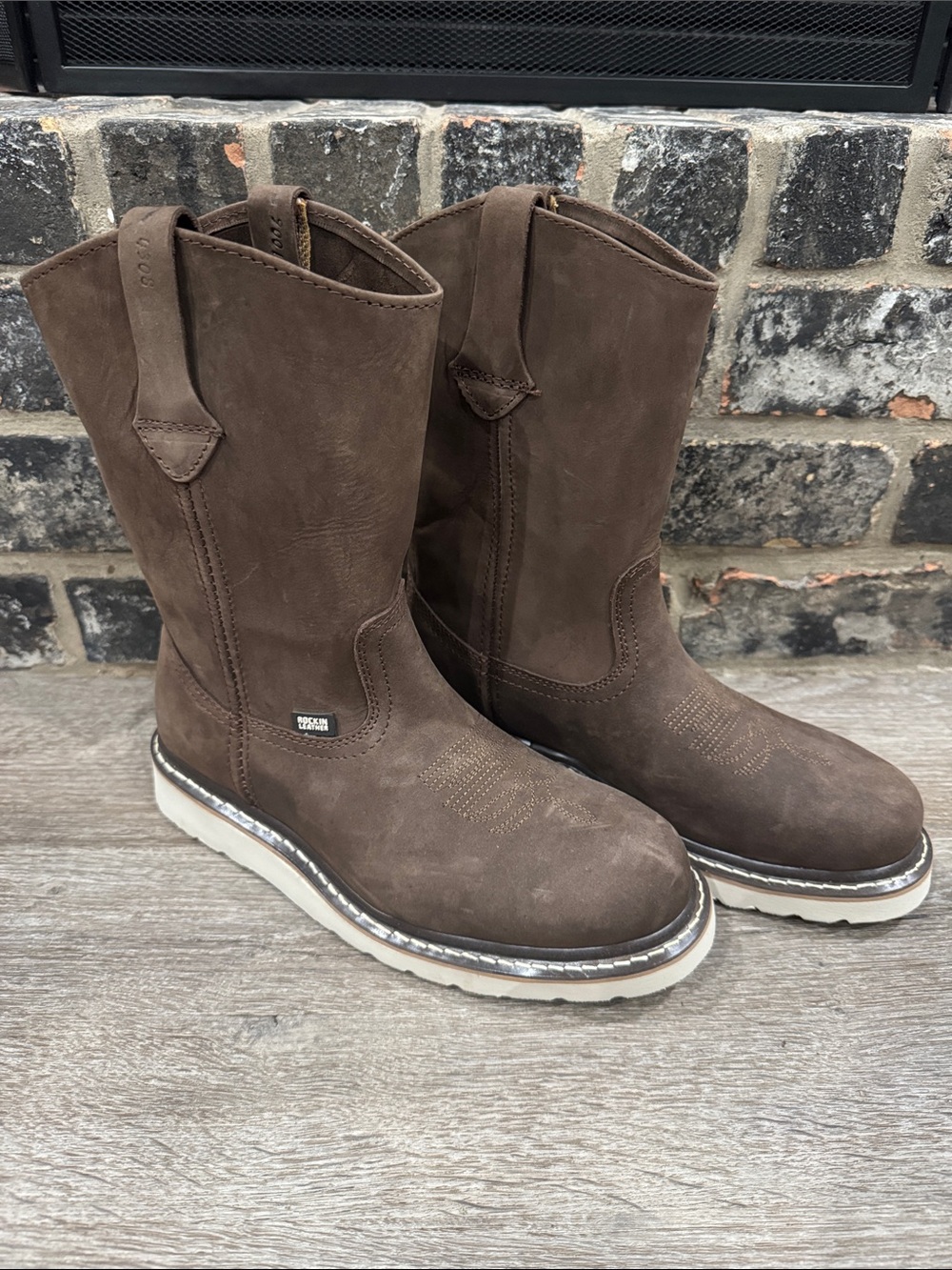 Men's Brown Suede Pull-On Work Boots
